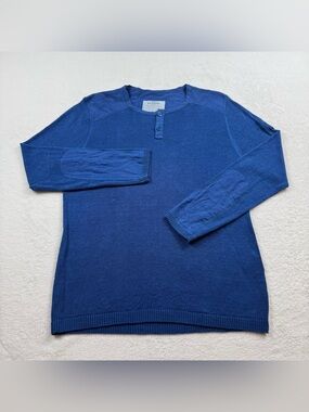 Escales Paris Henley knit sweater 100% linen men’s size XL blue limited edition